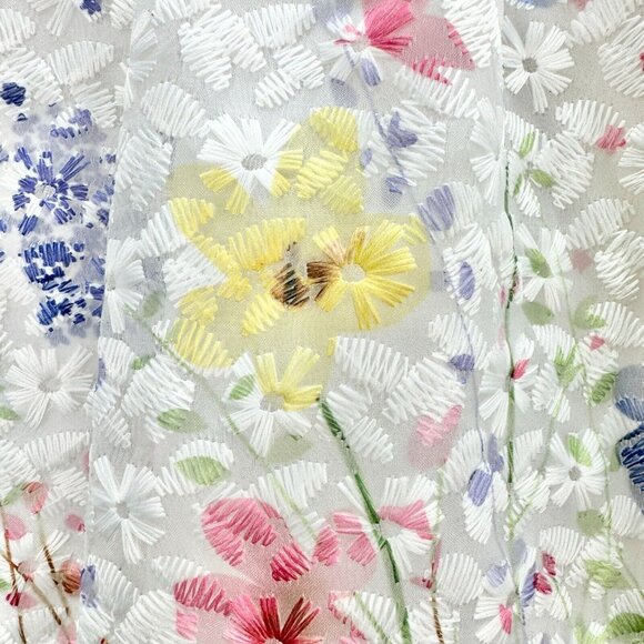 Blueberi Boulevard Child's Dress Size 18M White Stitched Flowers Pink Bow EUC - Picture 2 of 8